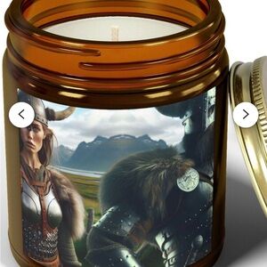 9 oz. Viking Warrior Themed Candle in glass with lid